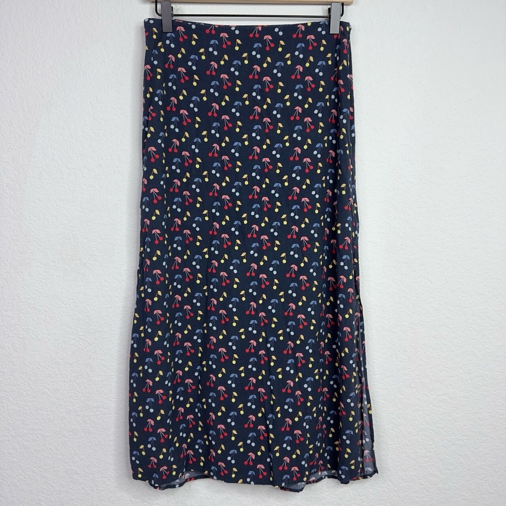 Marine Layer Skirt Womens 4 Blue Floral Cherry Y2K Whimsigoth Fairy Boho Midi